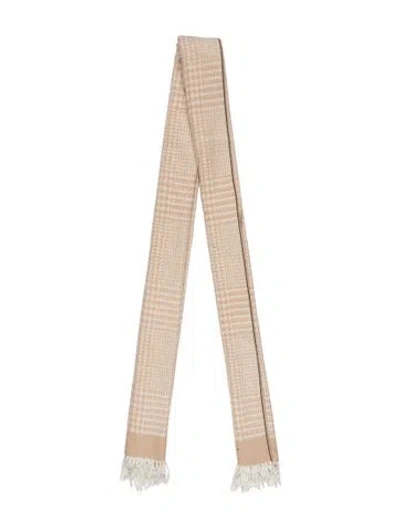 Pre-owned Brunello Cucinelli Silk Houndstooth Print Scarf In Neutral