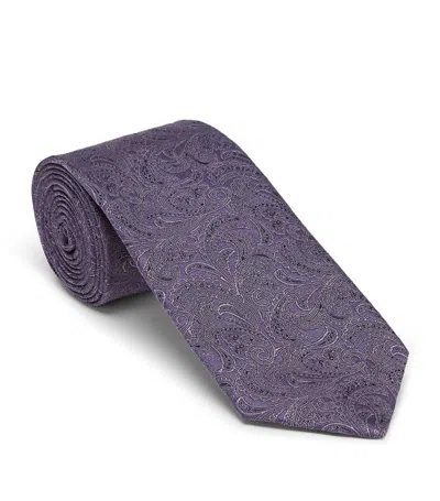 Brunello Cucinelli Silk Jacquard Paisley Tie In Purple