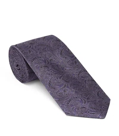 Brunello Cucinelli Silk Jacquard Paisley Tie In Purple
