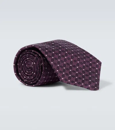 Brunello Cucinelli Silk Jacquard Tie In Pink