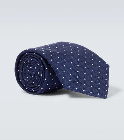 Brunello Cucinelli Silk Jacquard Tie In Blue