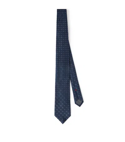 Brunello Cucinelli Geometric-patterned Silk Tie In Blue