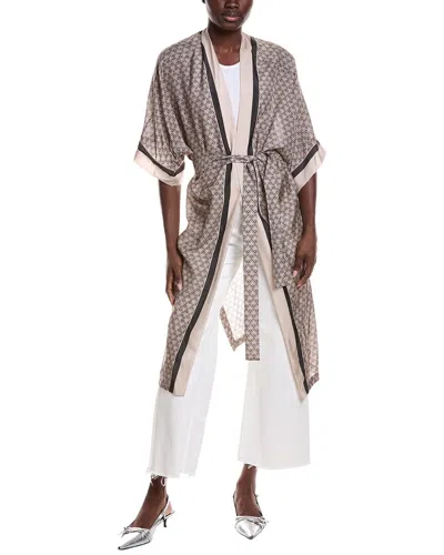 Brunello Cucinelli Silk Kimono In Brown