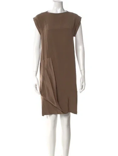 Pre-owned Brunello Cucinelli Silk Knee-length Dress In Brown