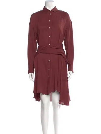 Pre-owned Brunello Cucinelli Silk Knee-length Dress In Burgundy