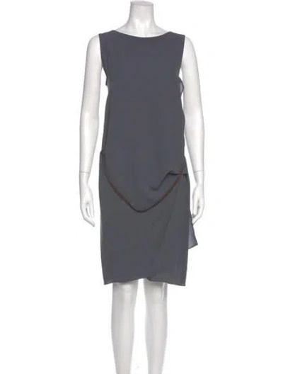 Pre-owned Brunello Cucinelli Silk Knee-length Dress In Gray