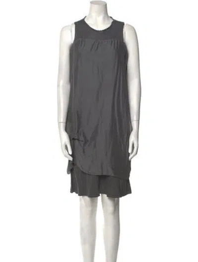 Pre-owned Brunello Cucinelli Silk Knee-length Dress In Gray