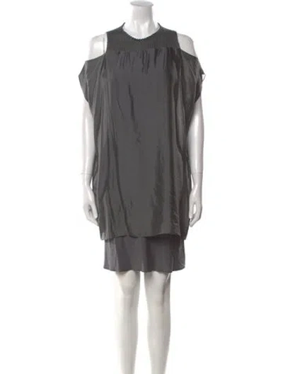Pre-owned Brunello Cucinelli Silk Knee-length Dress In Gray