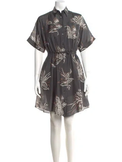 Pre-owned Brunello Cucinelli Silk Knee-length Dress In Gray
