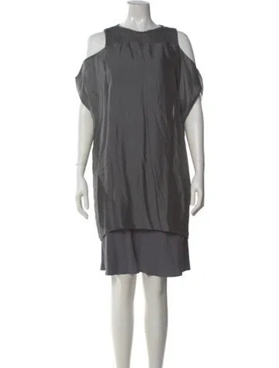 Pre-owned Brunello Cucinelli Silk Knee-length Dress In Gray