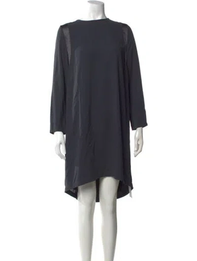 Pre-owned Brunello Cucinelli Silk Knee-length Dress In Gray