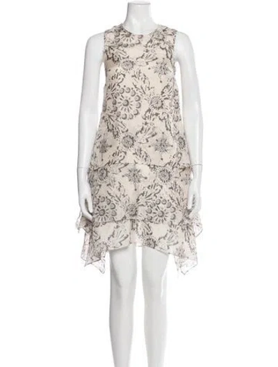 Pre-owned Brunello Cucinelli Silk Knee-length Dress In Neutral