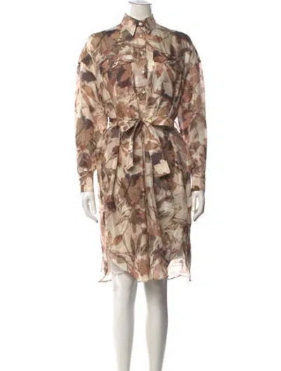 Pre-owned Brunello Cucinelli Silk Knee-length Dress In Neutral