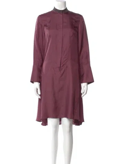 Pre-owned Brunello Cucinelli Silk Knee-length Dress In Purple