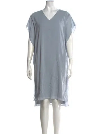 Pre-owned Brunello Cucinelli Silk Knee-length Dress W/ Tags In Blue