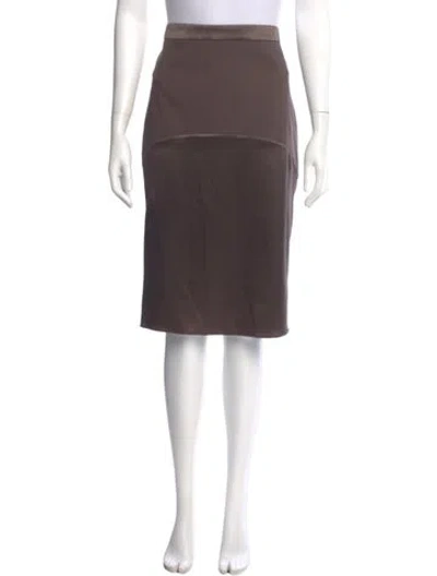 Pre-owned Brunello Cucinelli Silk Knee-length Skirt In Gray