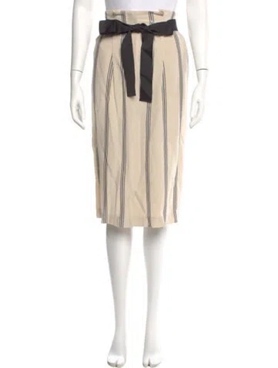 Pre-owned Brunello Cucinelli Silk Knee-length Skirt W/ Tags In Neutral