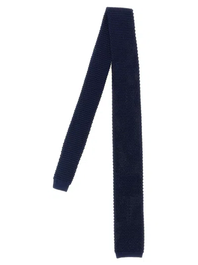 Brunello Cucinelli Silk Knit Necktie In Navy