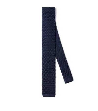 Brunello Cucinelli Silk Knit Tie In Blue