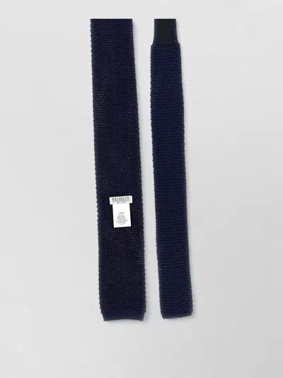 Brunello Cucinelli Silk Knit Tie Straight Square Tip In Blue