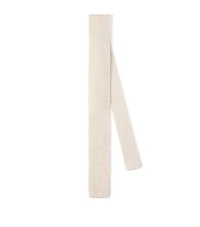 Brunello Cucinelli Silk Knitted Tie In White
