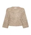 Brunello Cucinelli Silk-linen-blend Net Sweater In Brown
