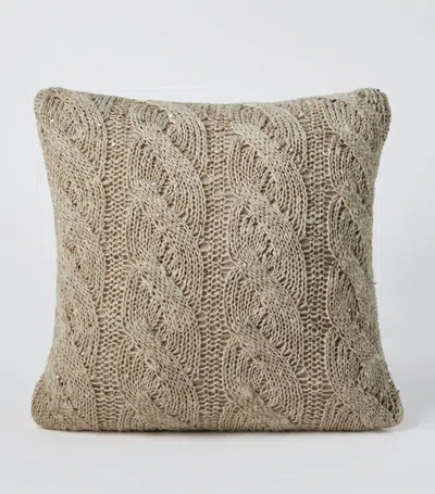 Brunello Cucinelli Silk-linen Cable Knit Cushion (40cm X 40cm) In Neutrals