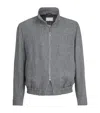 Brunello Cucinelli Stand Collar Hopsack Outerwear Jacket In Gray