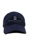 Brunello Cucinelli Silk Linen Wool Hat In Blue
