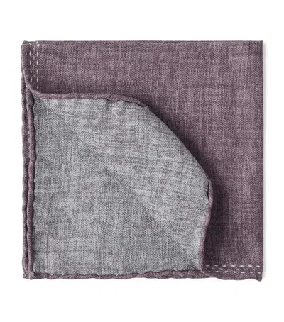 Brunello Cucinelli Silk Logo Pocket Square In Pink
