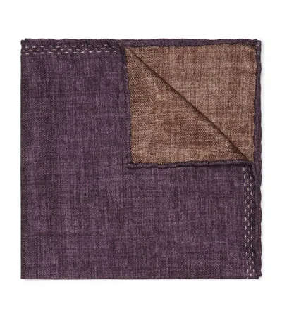 Brunello Cucinelli Silk Logo Pocket Square In Purple