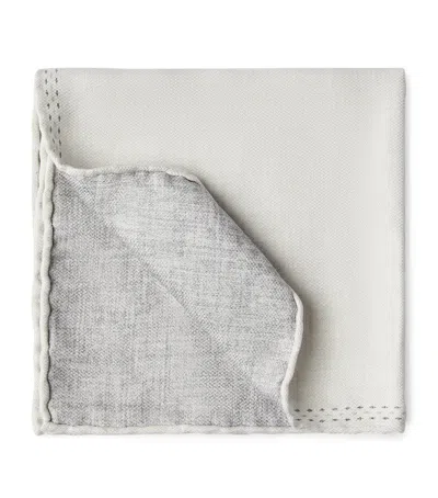 Brunello Cucinelli Silk Logo Pocket Square In Yellow
