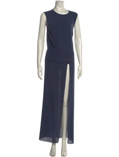 Pre-owned Brunello Cucinelli Silk Long Dress In Blue