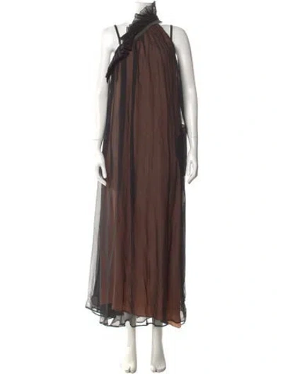 Pre-owned Brunello Cucinelli Silk Long Dress In Brown