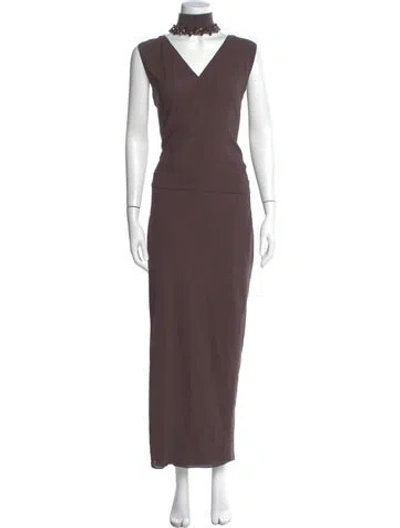 Pre-owned Brunello Cucinelli Silk Long Dress In Brown