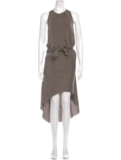 Pre-owned Brunello Cucinelli Silk Long Dress In Gray
