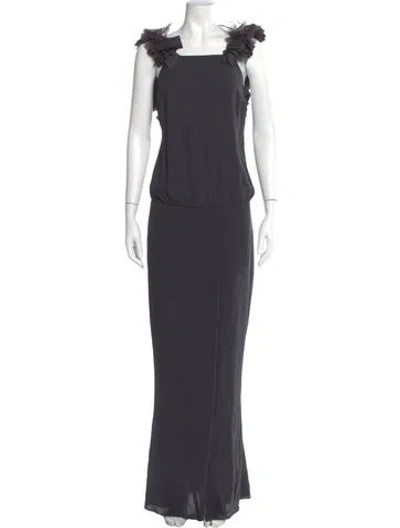 Pre-owned Brunello Cucinelli Silk Long Dress In Gray