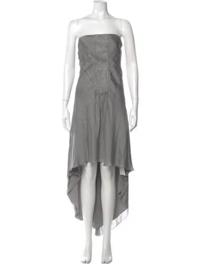 Pre-owned Brunello Cucinelli Silk Long Dress In Gray
