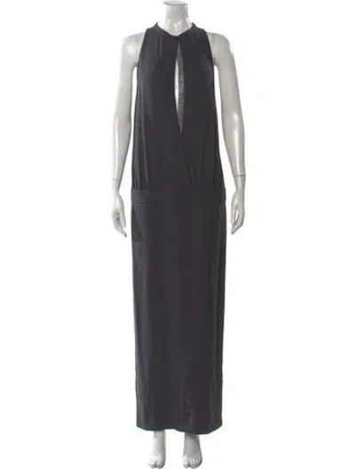 Pre-owned Brunello Cucinelli Silk Long Dress In Gray
