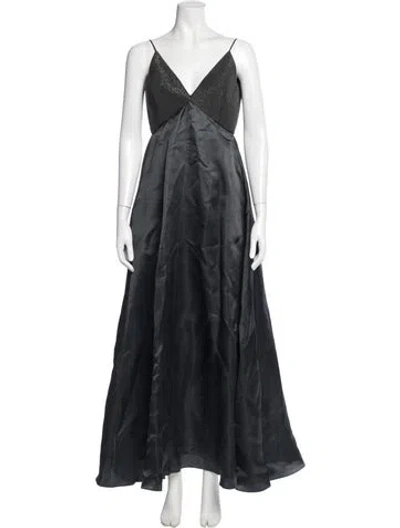 Pre-owned Brunello Cucinelli Silk Long Dress In Gray