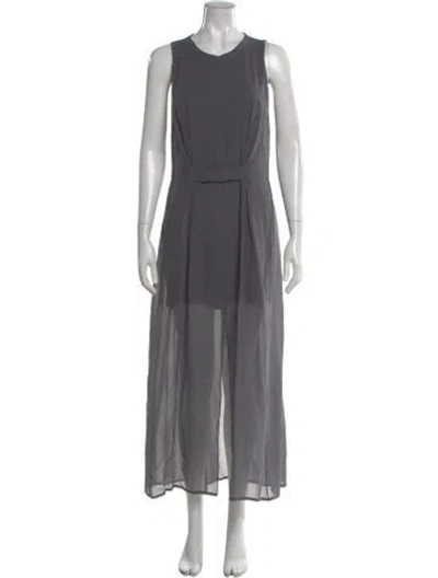 Pre-owned Brunello Cucinelli Silk Long Dress In Gray