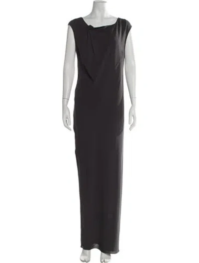 Pre-owned Brunello Cucinelli Silk Long Dress In Gray