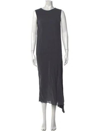 Pre-owned Brunello Cucinelli Silk Long Dress In Gray
