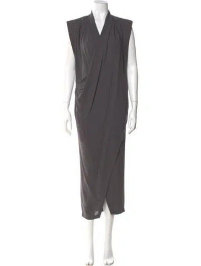 Pre-owned Brunello Cucinelli Silk Long Dress In Grey