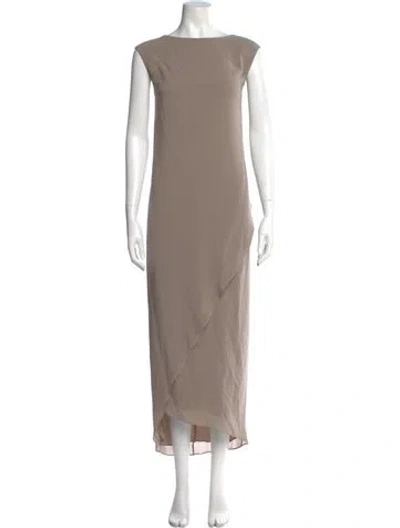Pre-owned Brunello Cucinelli Silk Long Dress In Neutral