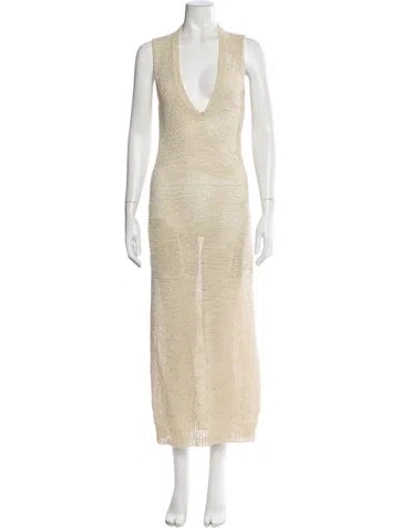 Pre-owned Brunello Cucinelli Silk Long Dress In Neutral