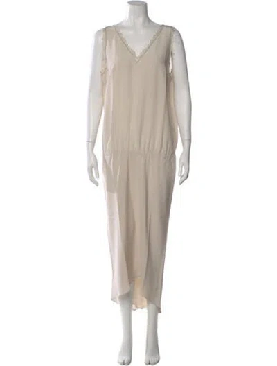 Pre-owned Brunello Cucinelli Silk Long Dress In Neutral
