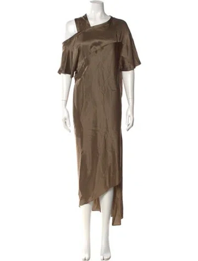 Pre-owned Brunello Cucinelli Silk Long Dress W/ Tags In Green
