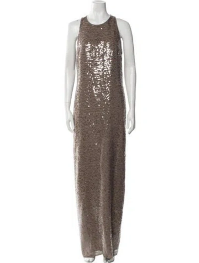 Pre-owned Brunello Cucinelli Silk Long Dress W/ Tags In Neutral