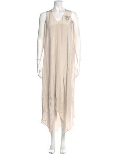 Pre-owned Brunello Cucinelli Silk Long Dress W/ Tags In Neutral
